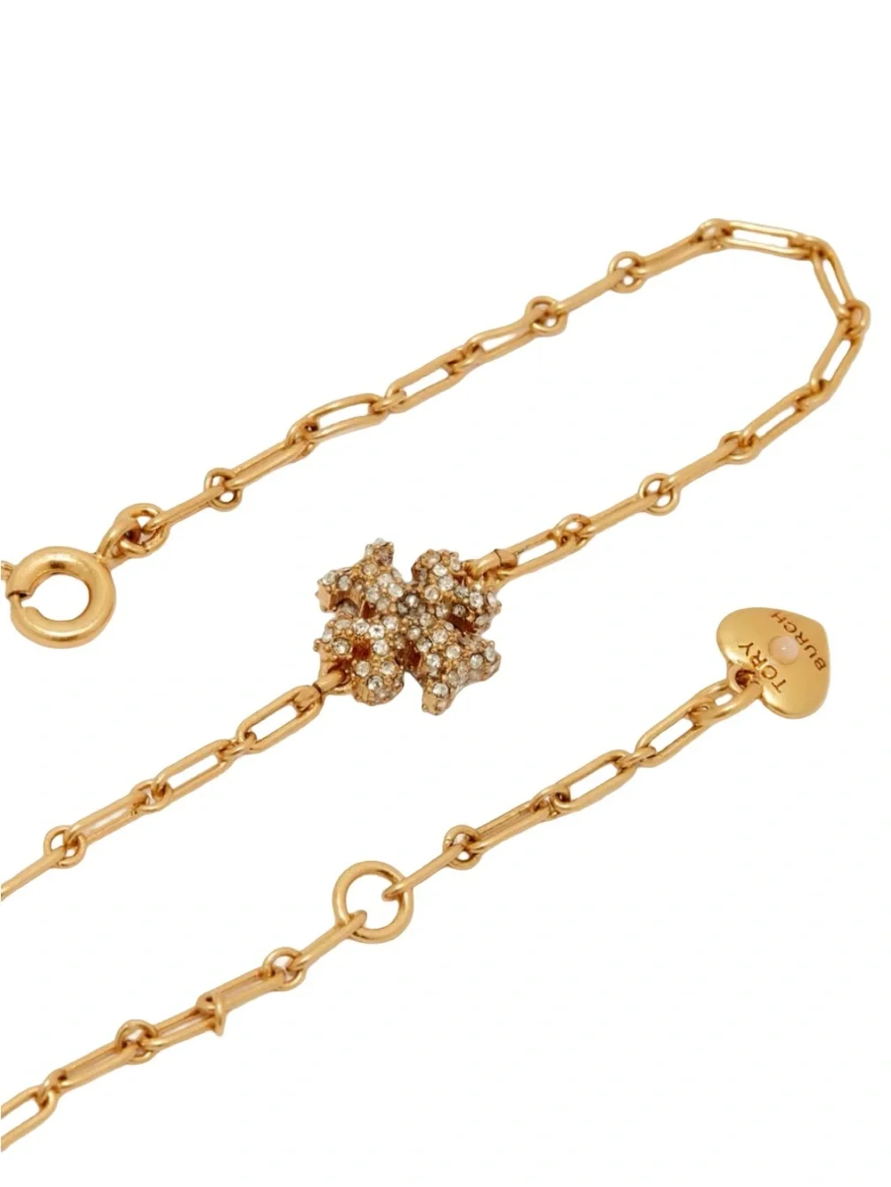 TORY BURCH • Roxanne Gold Crystal Logo Chain Bracelet
